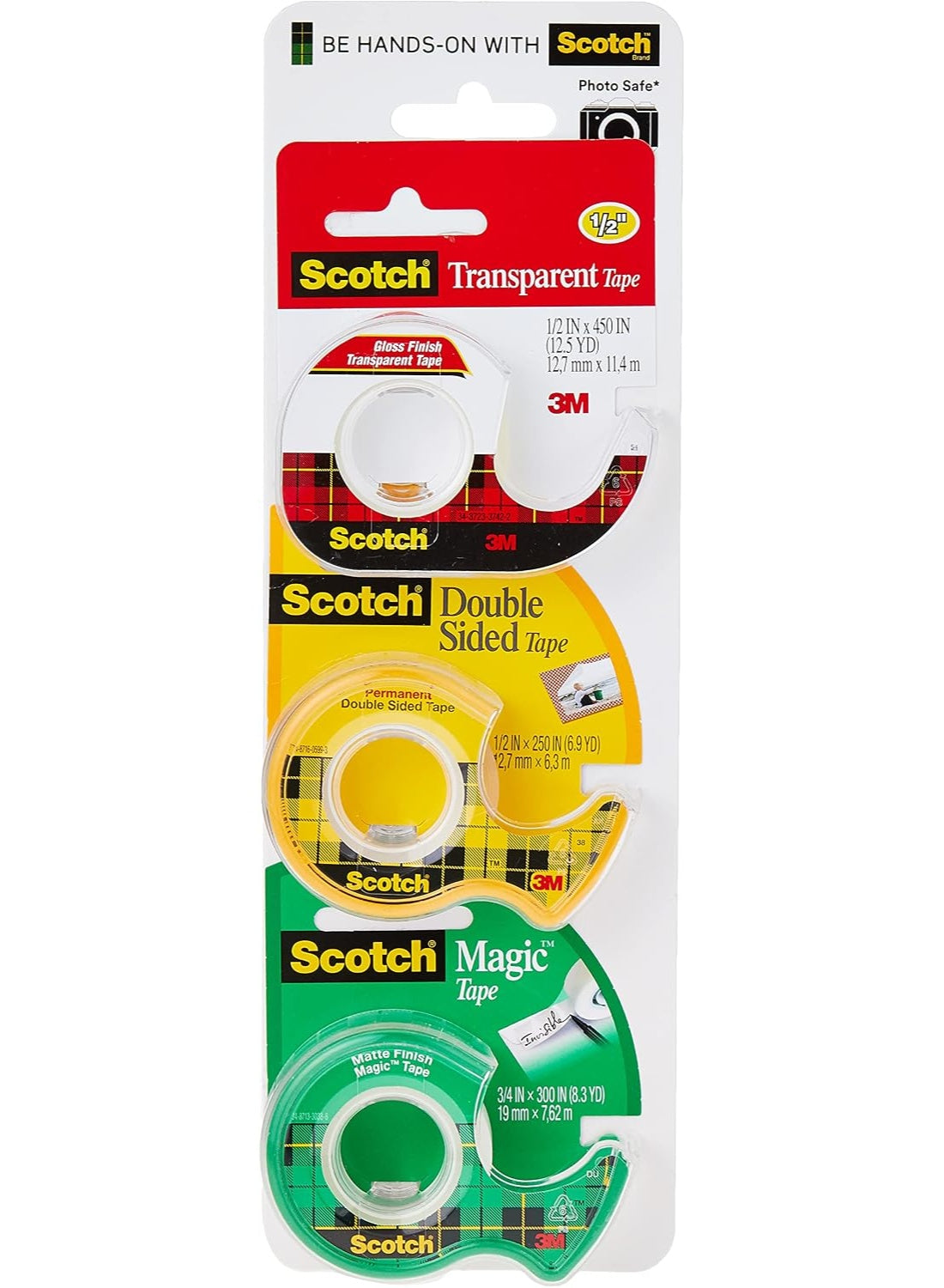 Scotch Magic Tape + Transparent Tape + Double-Sided Tape, Different Tape Dispenser For All Uses, Choose The Perfect One, 3 Di